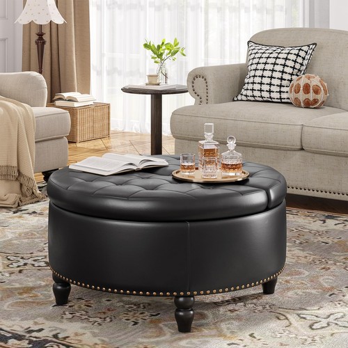 Round storage ottoman - 31.5",